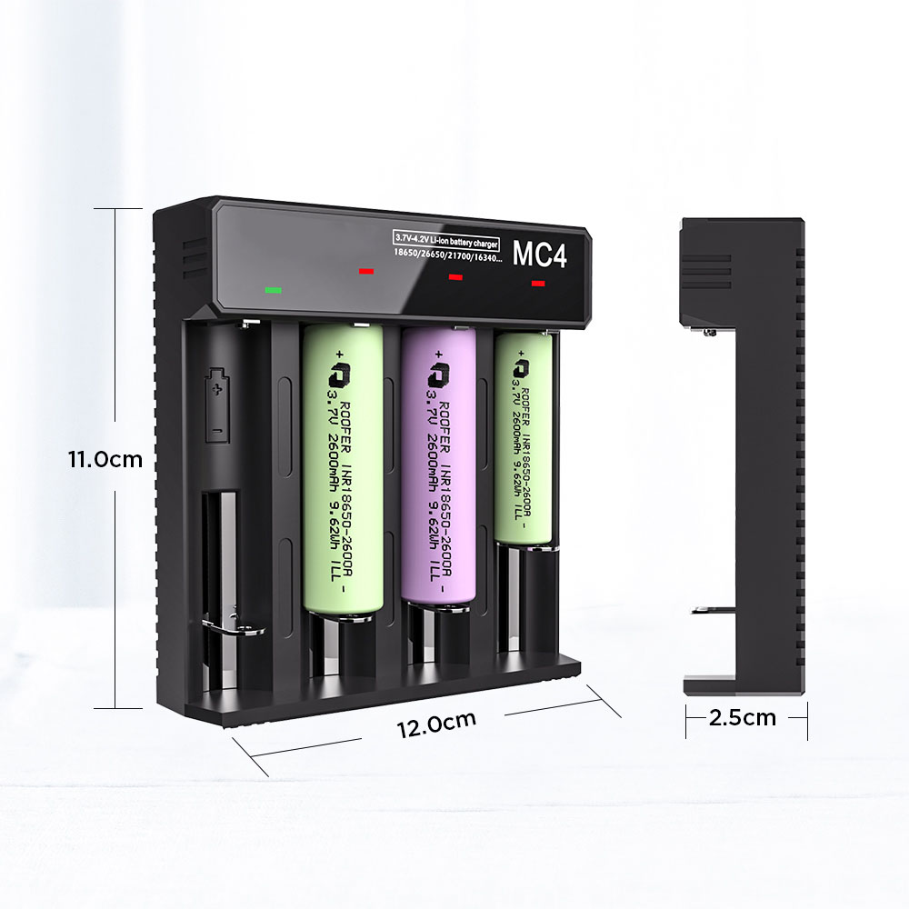 3.7V-4.2V LED Power Indicator TC/CC/CV 3Modes USB Rechargeable 4Slots Lithium Battery Charger 18650/26650/21700 Battery Charger