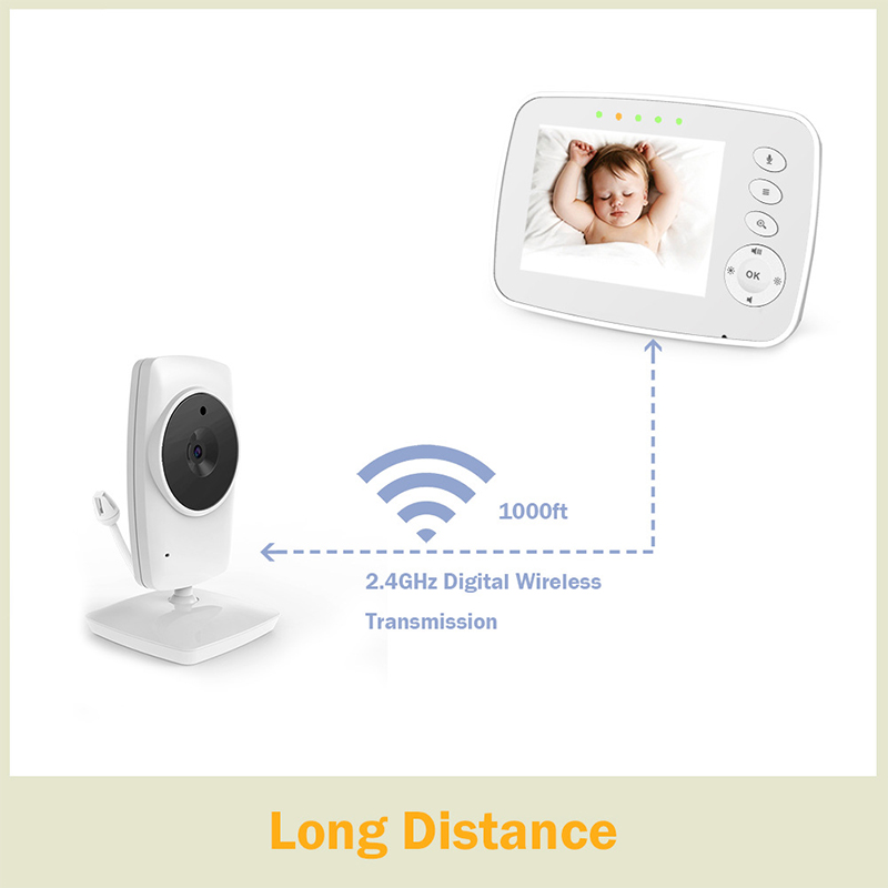 SM32+ 3.2 inch Baby Monitor Wireless Night Vision Two-way Talk Alarm Setting Lullaby Music Temperature Monitoring Camera Baby Security Monitoring Camcorder