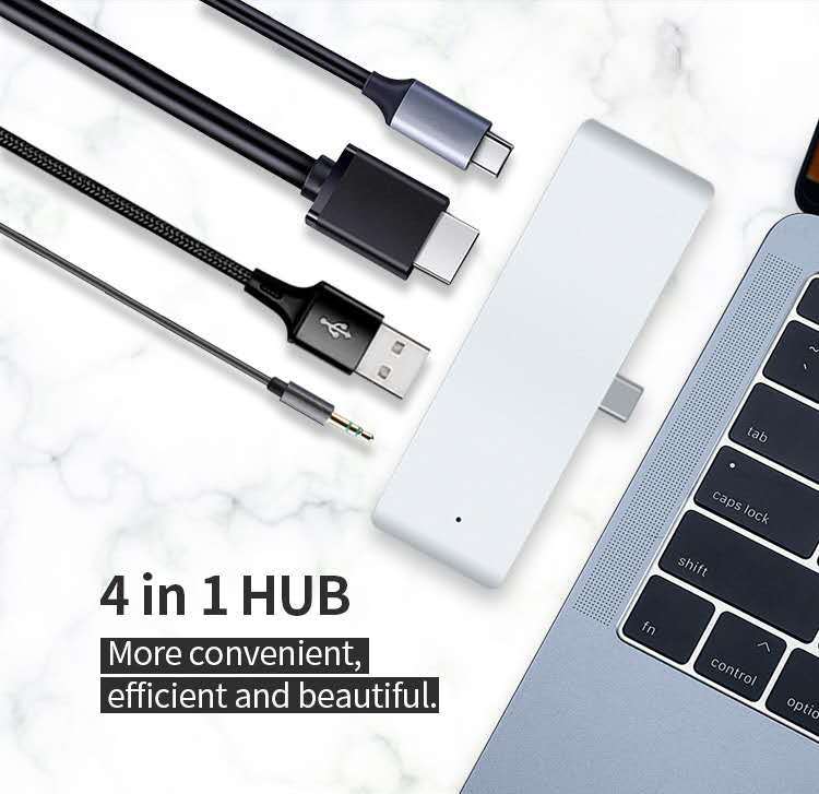 Mindpure USB Hub Multifunctional Type-C to USB3.0+HDMI+AUDIO3.5+PD Data Transimitting Speed High Temperature Resistance For Laptop