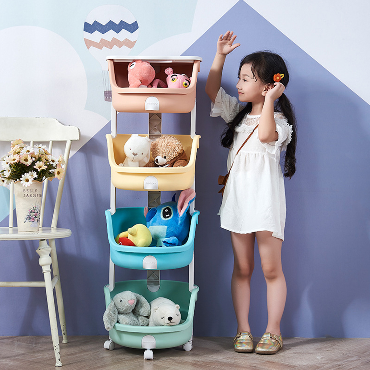Toy Storage Rack Bedroom Movable Rack Floor Multi-Layer Cart Snack Box home Living Room Bookshelf for Home Supplies