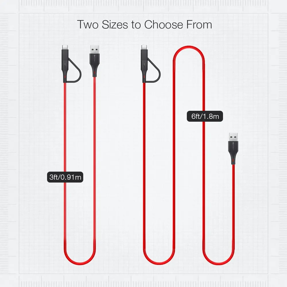 [3 Pack] BlitzWolf® BW-MT3 3ft 3A 2 in 1 Type C Micro USB Fast Charging Data Cable Adapter For Mi10 Note 9S Oneplus 8Pro