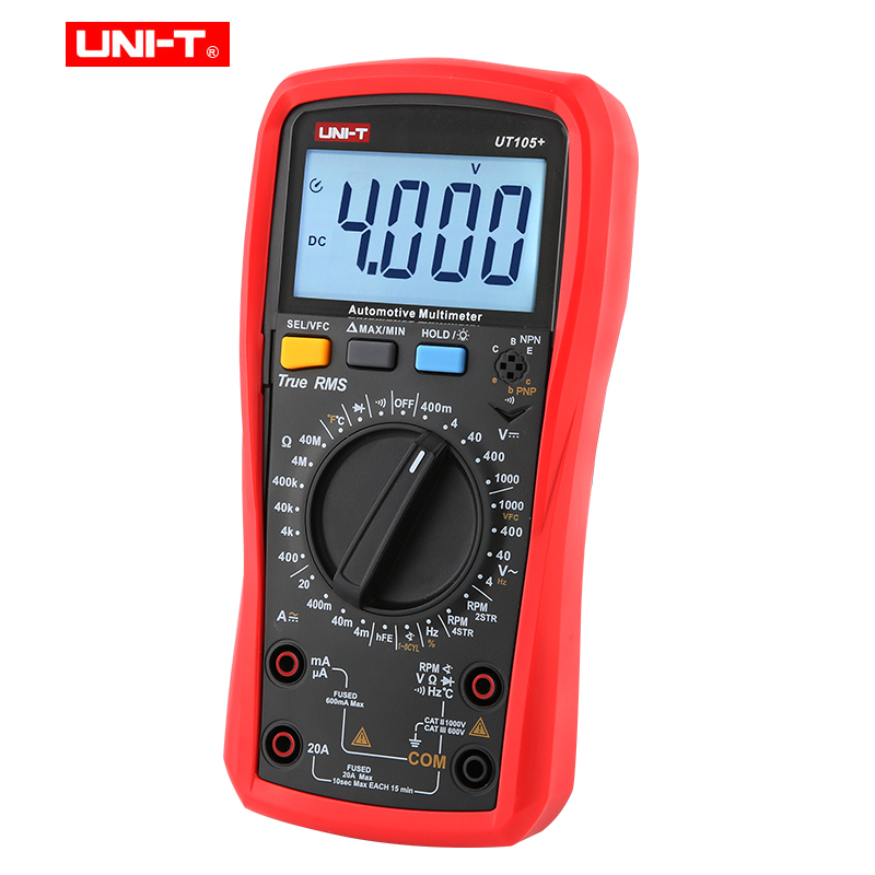 UNI-T UT105 Plus Automobile Multimeter True RMS Auto Range Voltage Current Frequency Temperature Tester