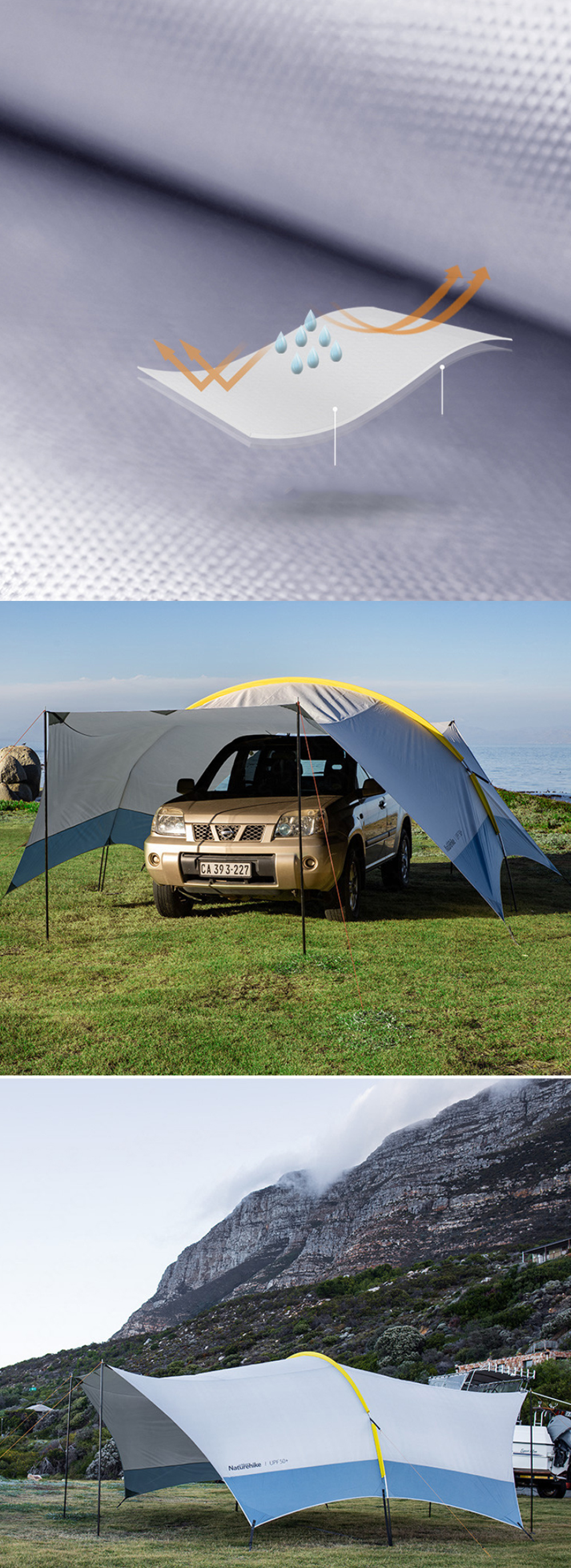 Naturehike Camping Canopy Tarp Shelter Set 150D Tecido Oxford Dobrável À Prova de Vento À Prova de Vento Cortinas de Tenda Familiar Toldo Viagem ao Ar Livre