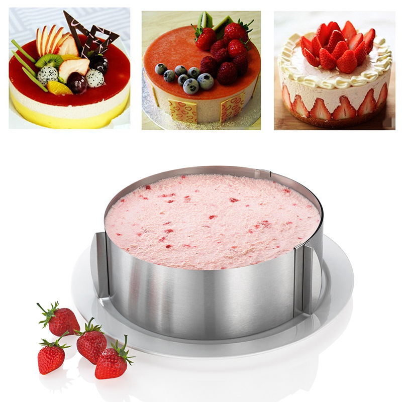 

Retractable Stainless Steel Cake Mold DIY Adjustable Flexible Cake Ring Cake Layered Slicer Mousse Ring Mold Baking Accessories Bakeware Cake Tools Stainless Steel Circle Mousse Ring Mould Baking Tool