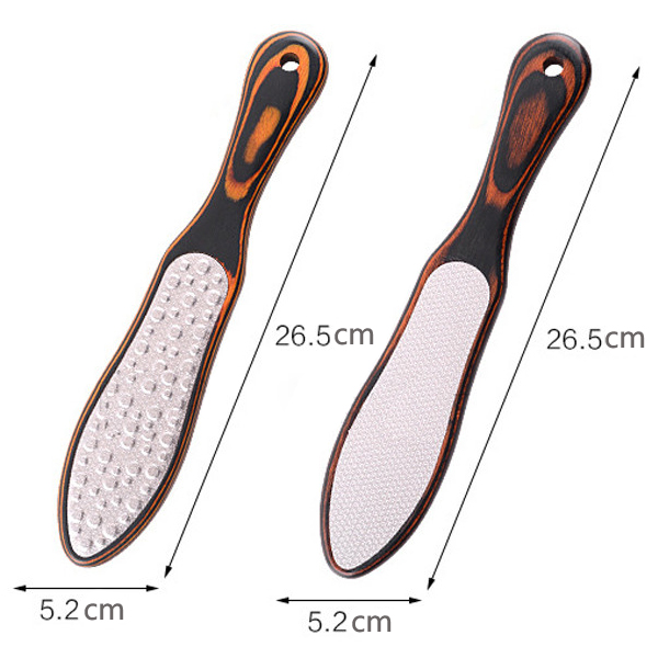 1pc Dual Side Feet Rasp Foot File Dead Skin Remover Pedicure Tool Stainless Steel Wooden Handle