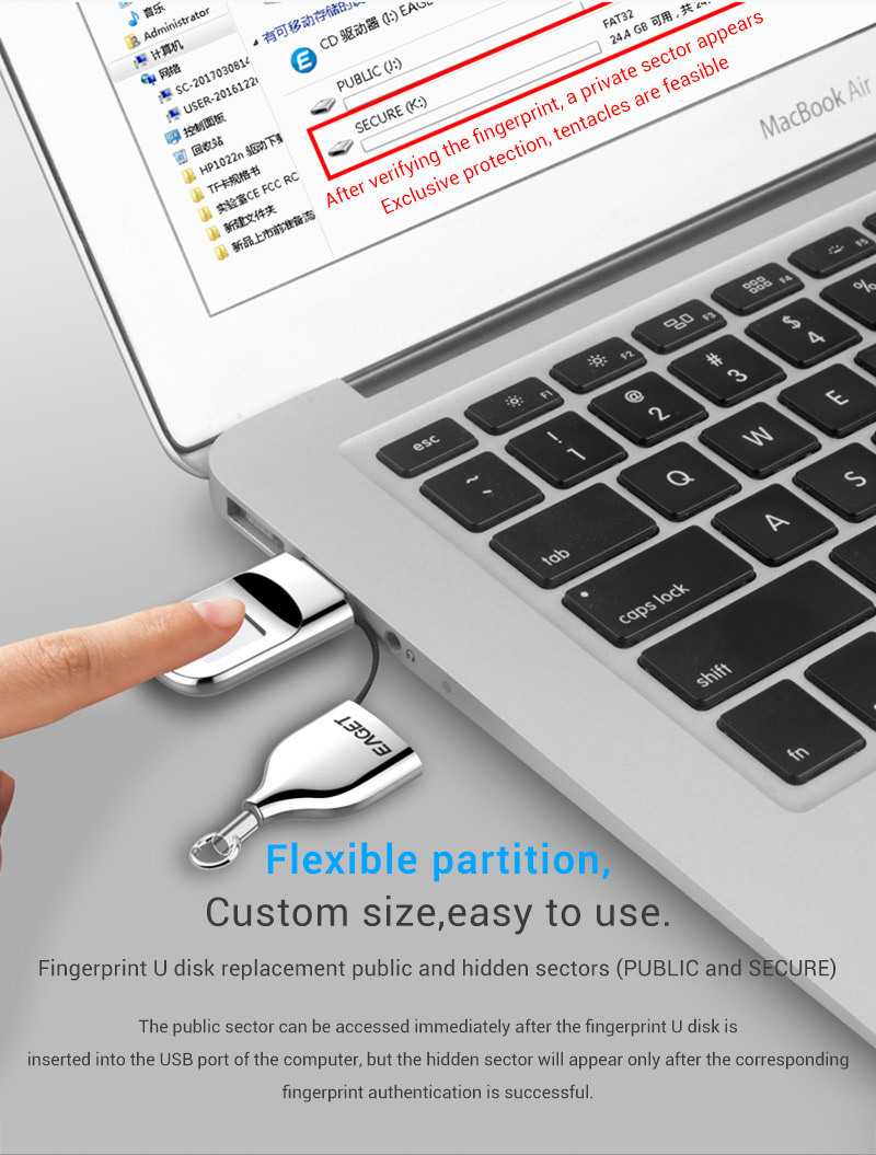 EAGET FU5 Fingerprint Encryption USB 2.0 Pen Drive USB Flash Drive 32G 64G 60