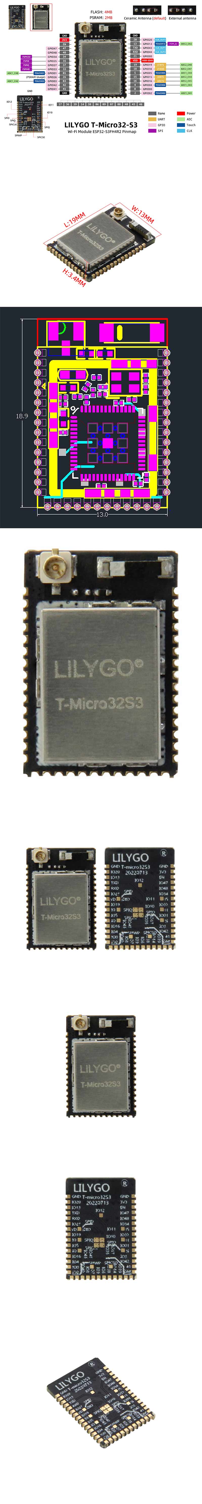 LILYGO T-Micro32-S3 ESP32-S3 Development Board ESP32-S3FH4R2 ESP32 Module WiFi Bluetooth 5.0 4MB Flash 2MB PSRAM Module Board
