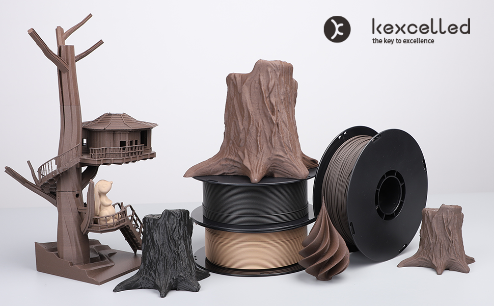 Kexcelled PLA Wood K5 1.75mm 1kg Spool  3D Printing Filament for 3D Printer