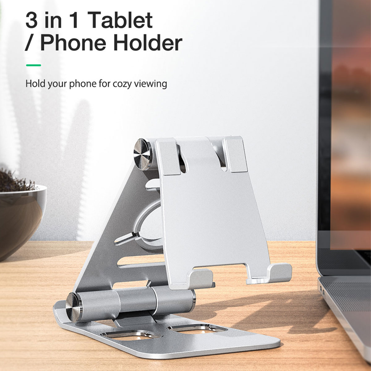 Blitzmax BM-TS4 3 in 1 Tablet/Phone Holder Portable Foldable Online Learning Live Streaming Desktop Stand Watch Tablet Phone Holder for iPhone 14 14 Plus 14 Pro Max for Samsung Galaxy Z Fold 4 S22 Ultra MacBook Air for iPad Pro 2021