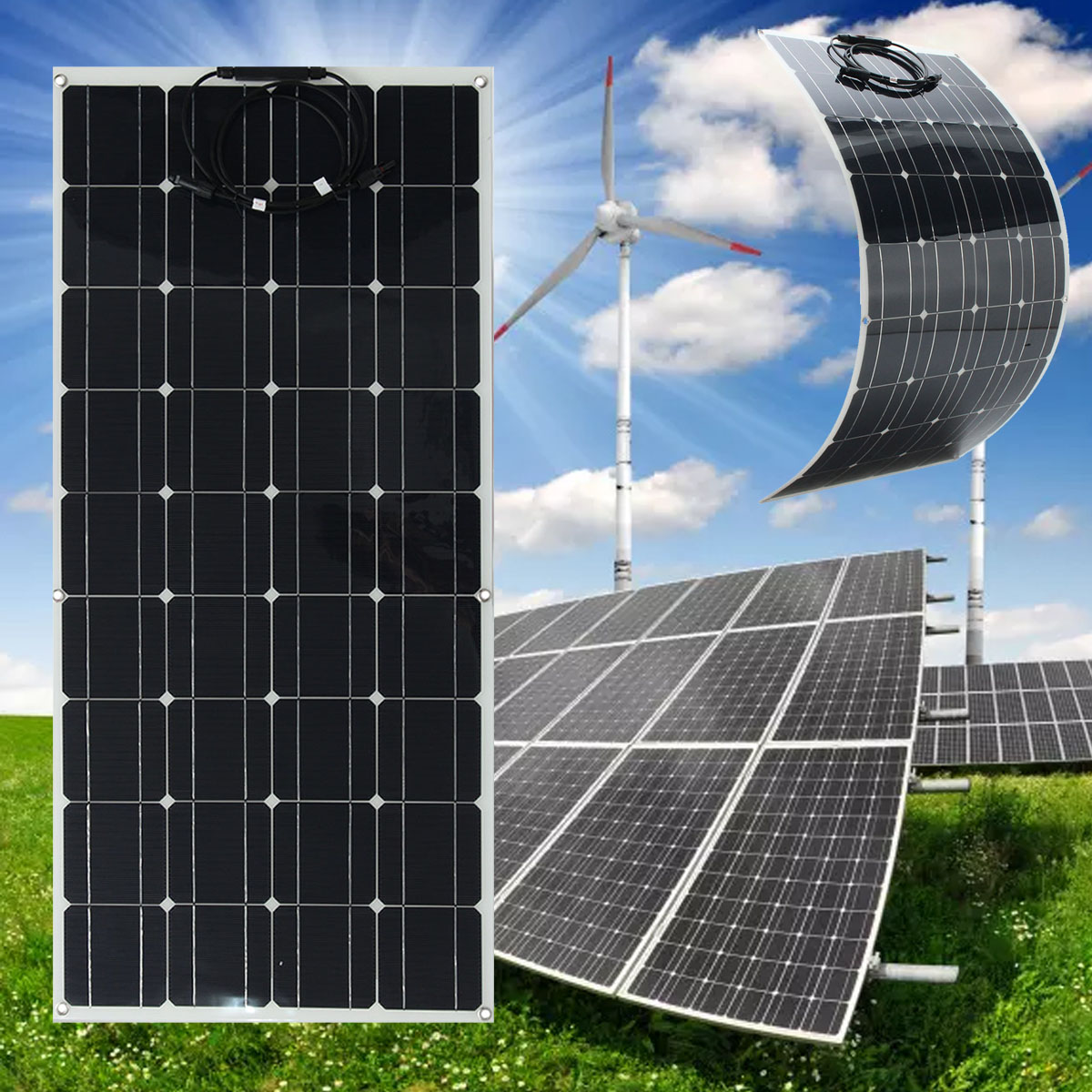 Elfeland® SP-39 120W 1180*540mm Semi-Flexible Solar Panel With 1.5m Cable Front Junction Box 5