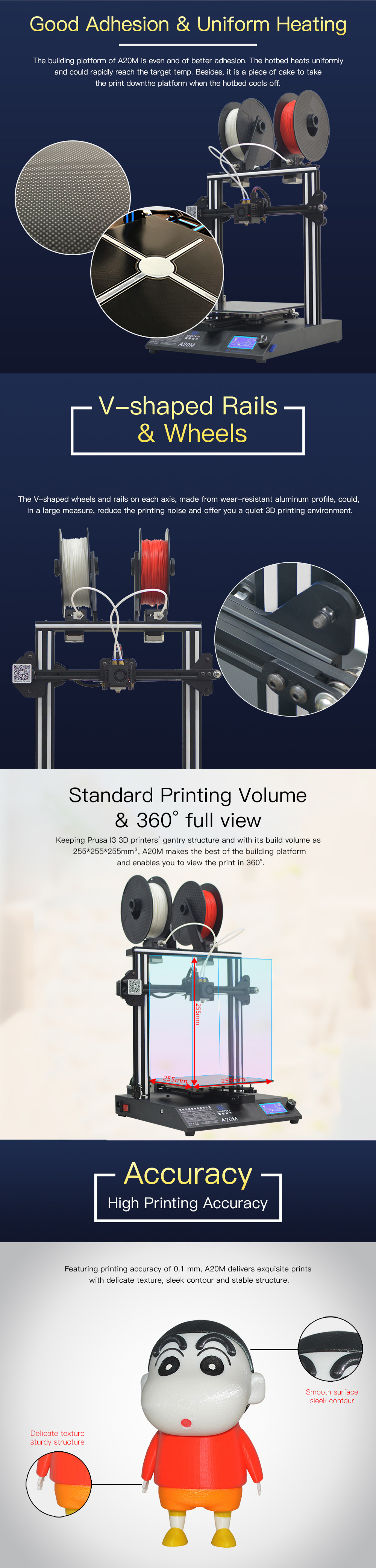 Geeetech® A20M Mix-color 3D Printer 255x255x255mm Printing Size With Filament Detector/Power Resume/Superplate Hotbed/Modular Design/360° Ventilation/ 10