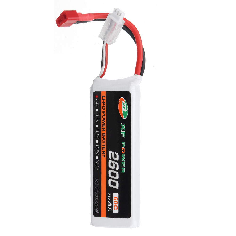 XF POWER 7.4V 2600mAh 60C 2S Lipo Battery T Plug for RC Car - Photo: 10