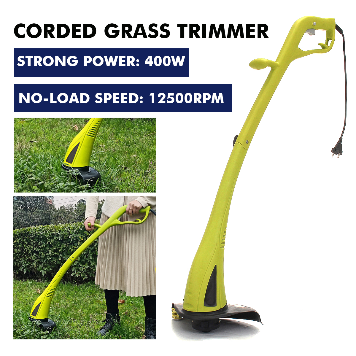 400W 220V Electric Corded Garden Grass Trimmer Edge Weed Strimmer String Tool Lawn Mower