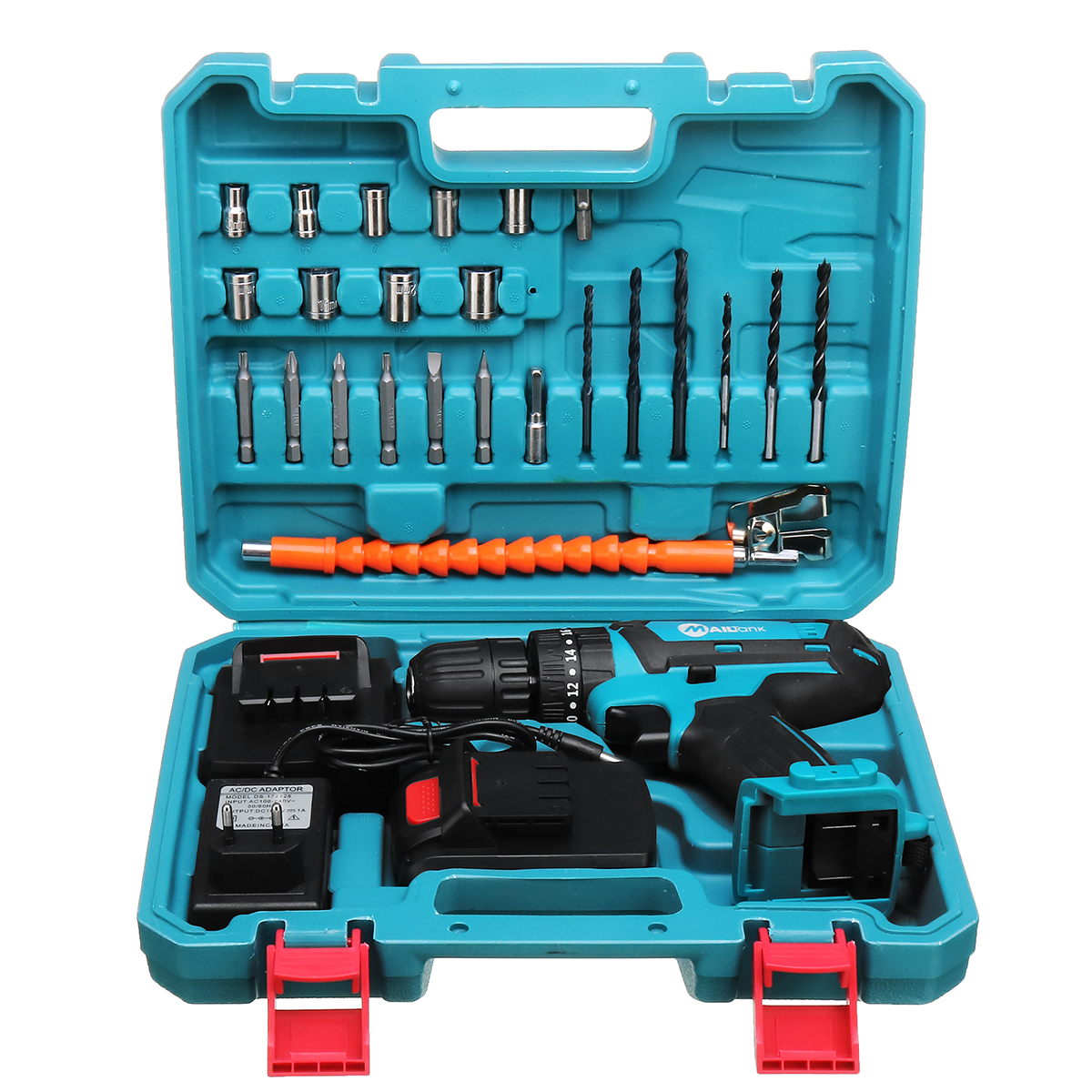 32V 2 Speed Power Drills 6000mah Cordless Drill 3 IN1 Electric Screwdriver Hammer Hand Drill 2 Batteries 22