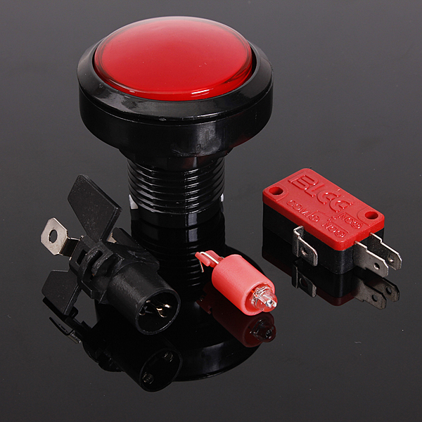 5Pcs Red 45mm Arcade Video Game Big Round Push Button LED Lighted Illuminated Lamp 16