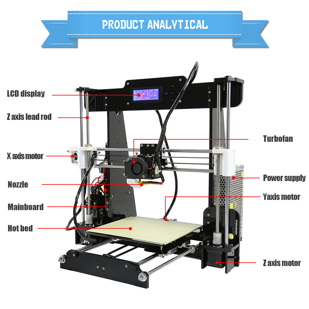 Anet® A8 DIY 3D Printer Kit 1.75mm / 0.4mm Support ABS / PLA / HIPS 14