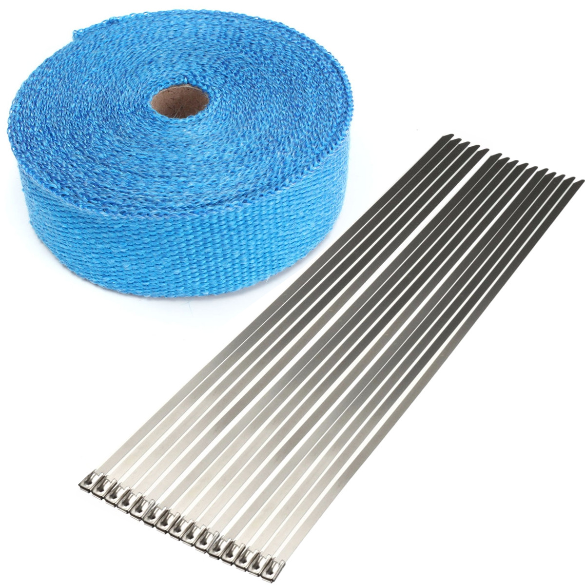 15m Exhaust Pipe Heat Wrap Manifold Header Insulating Wrap Roll Tape with 15 Ties