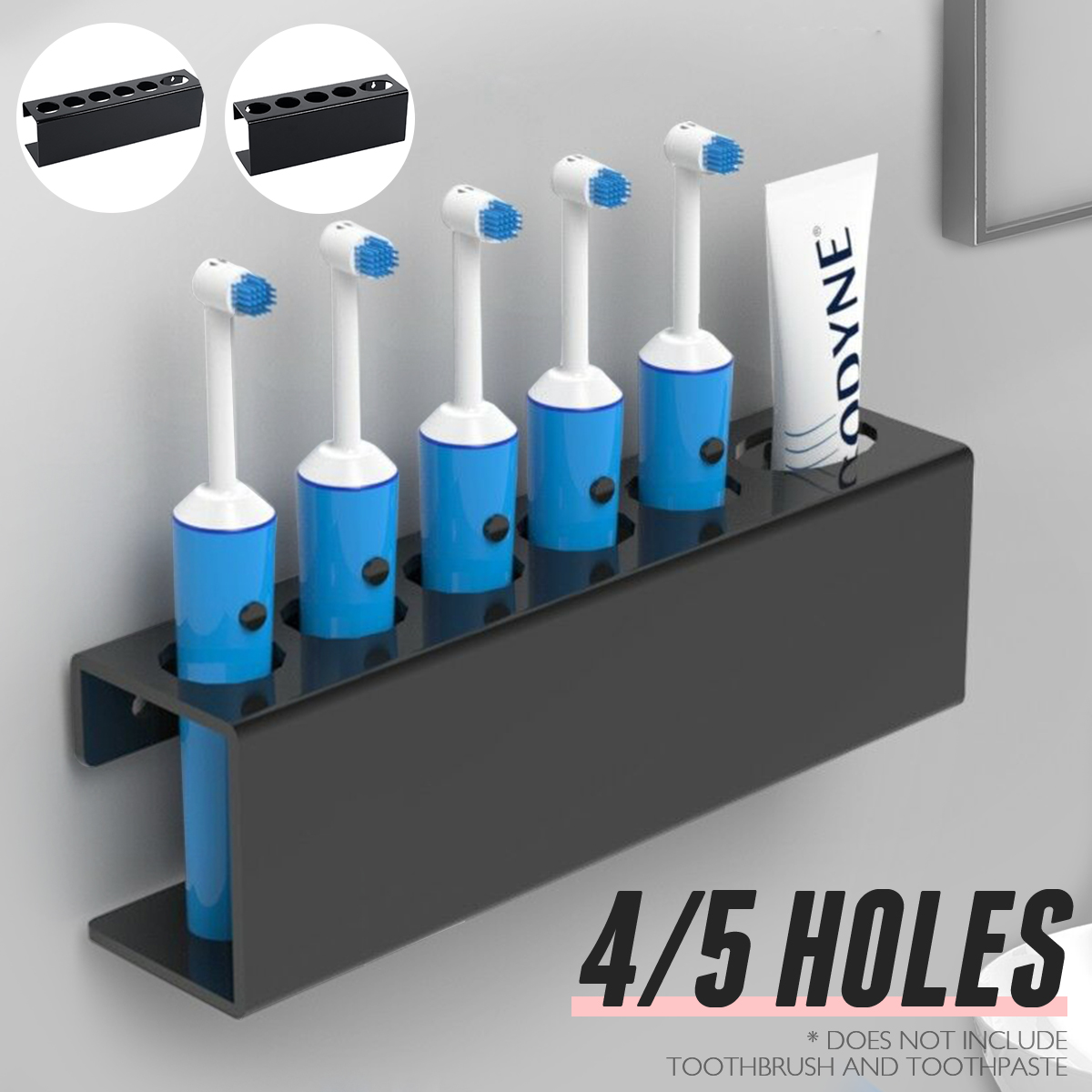 4/5 Holes 2 in 1 Toothbrush+ Toothpaste Holder Wall Mount Stand Rack