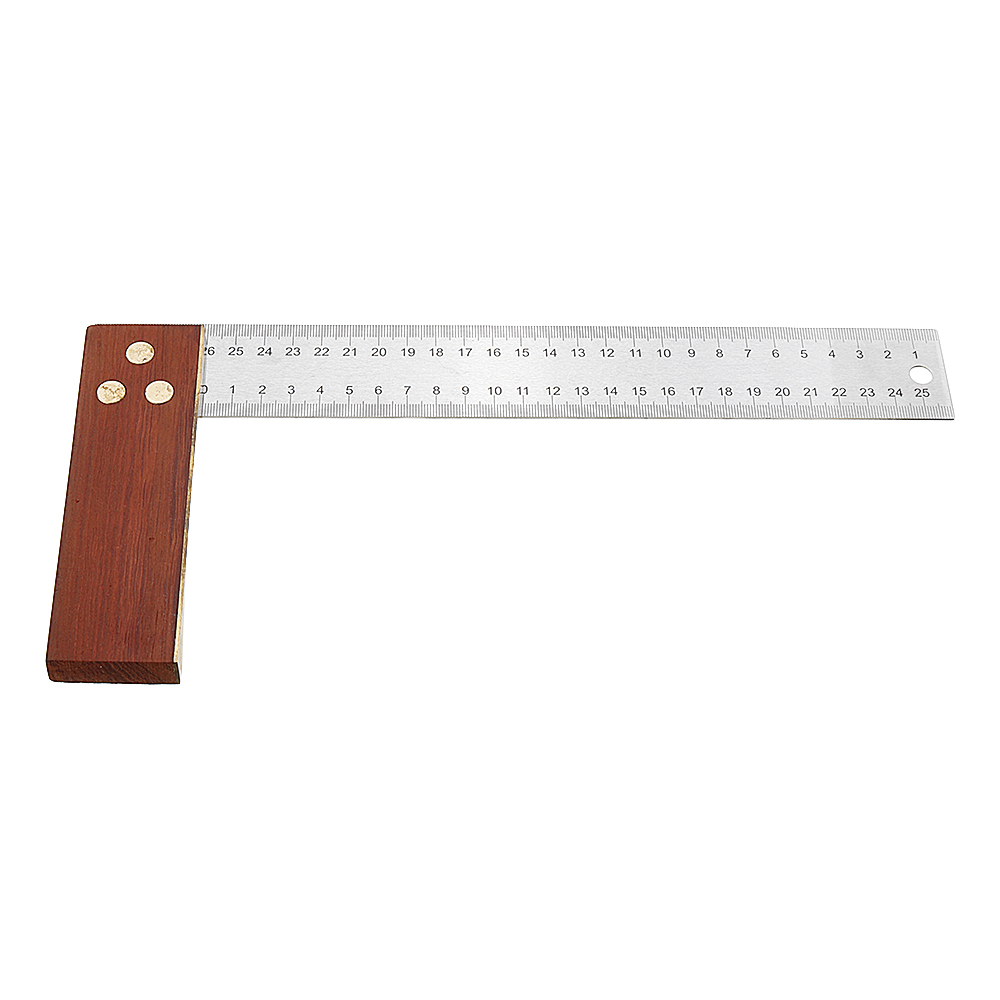 Drillpro 90 Degree Angle Ruler 300mm Stainless Steel Metric Marking Gauge Woodworking Square Wooden Base 12