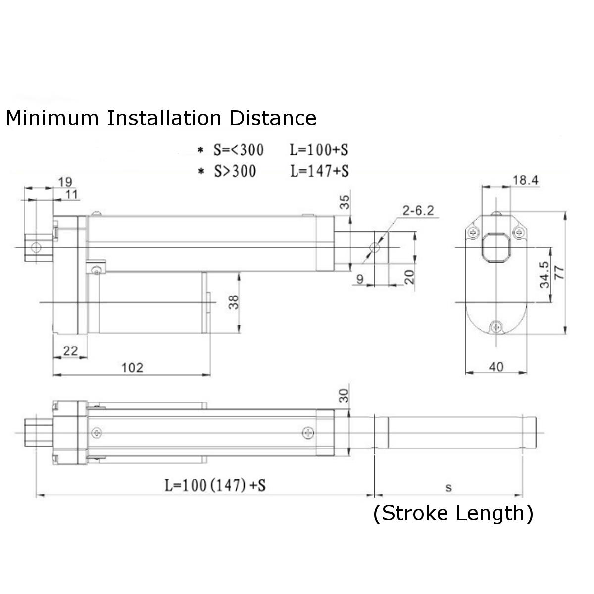 1500N 12V 4/6/8/10/12/14/16/18 inch Linear Actuator Adjustable Actuator Tor Opener Linear Actuator Motor 15