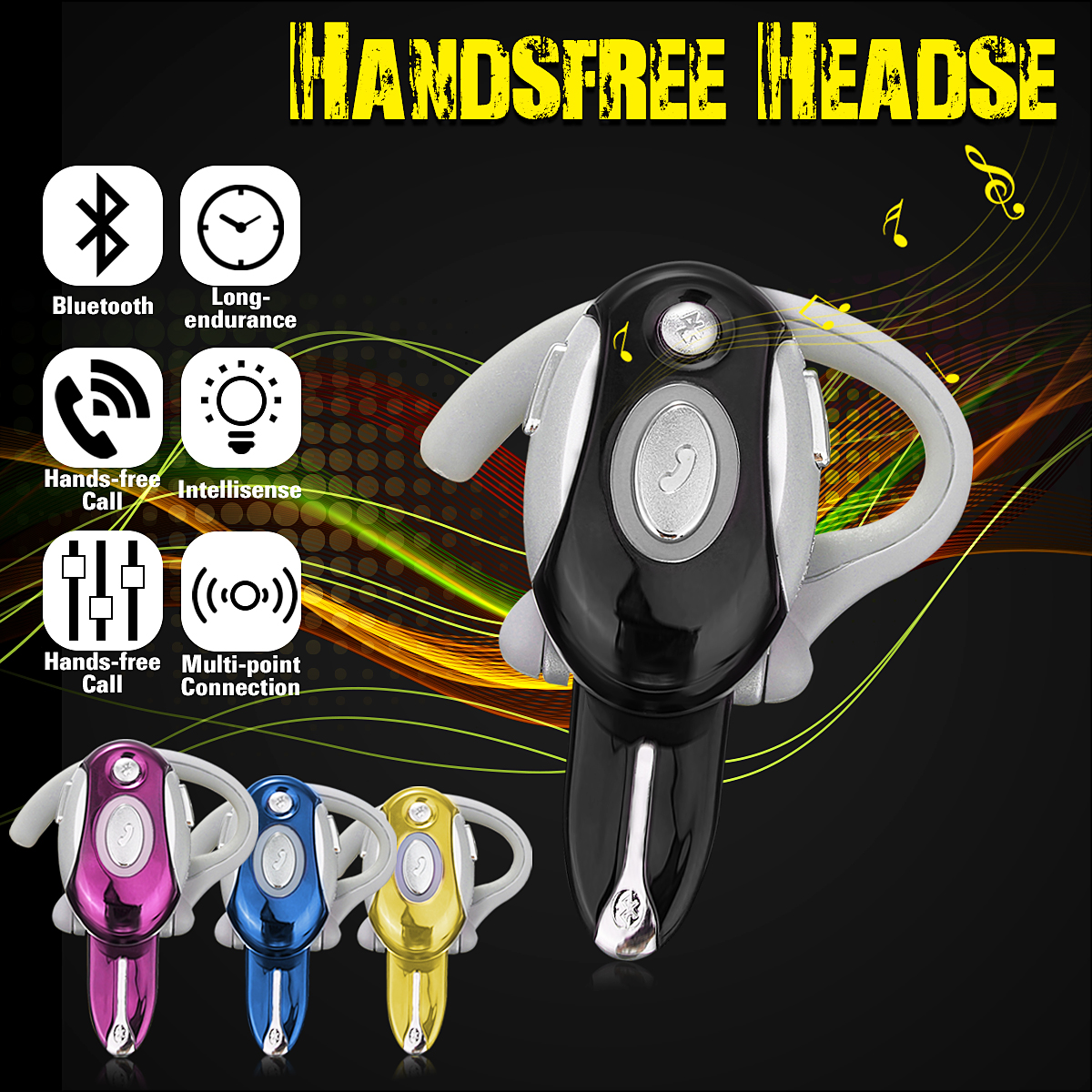Mini Single Wireless Bluetooth Earphone Business Handsfree Stereo Sports Headphone Headset 58