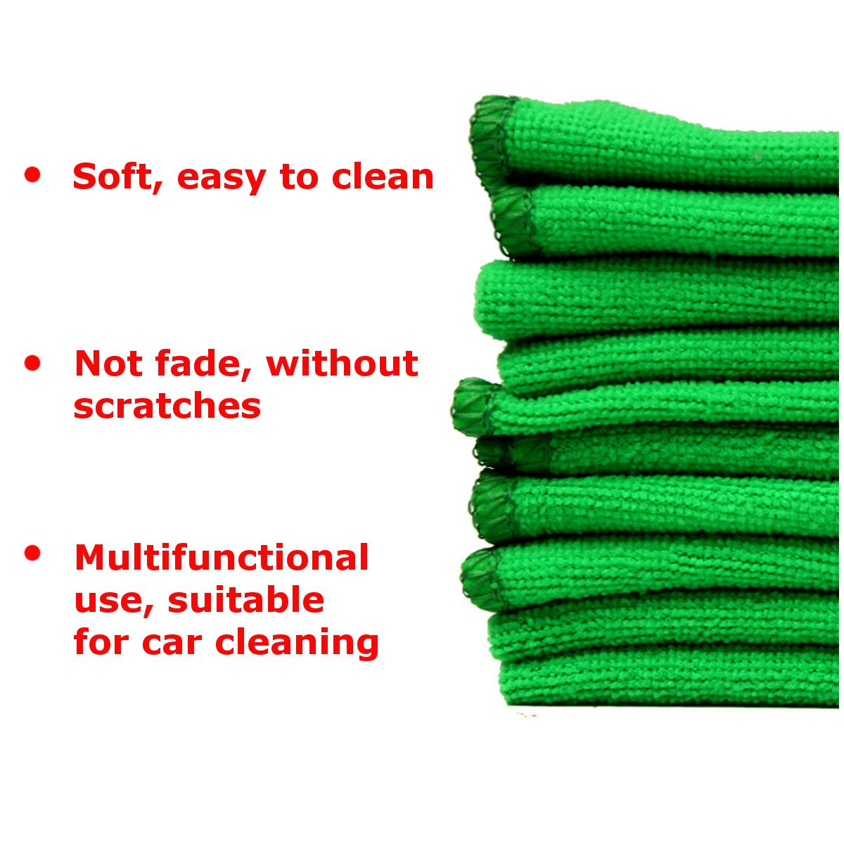 10Pcs Green Towel Duster Wash Micro Fiber Auto Car Detailing Cleaning Soft Cloth