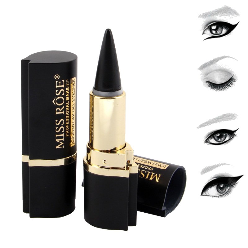 MISS ROSE 1Pc Black Waterproof Eyeliner Paste Eye Liner Pen Pencil Matte Gel Makeup Beauty