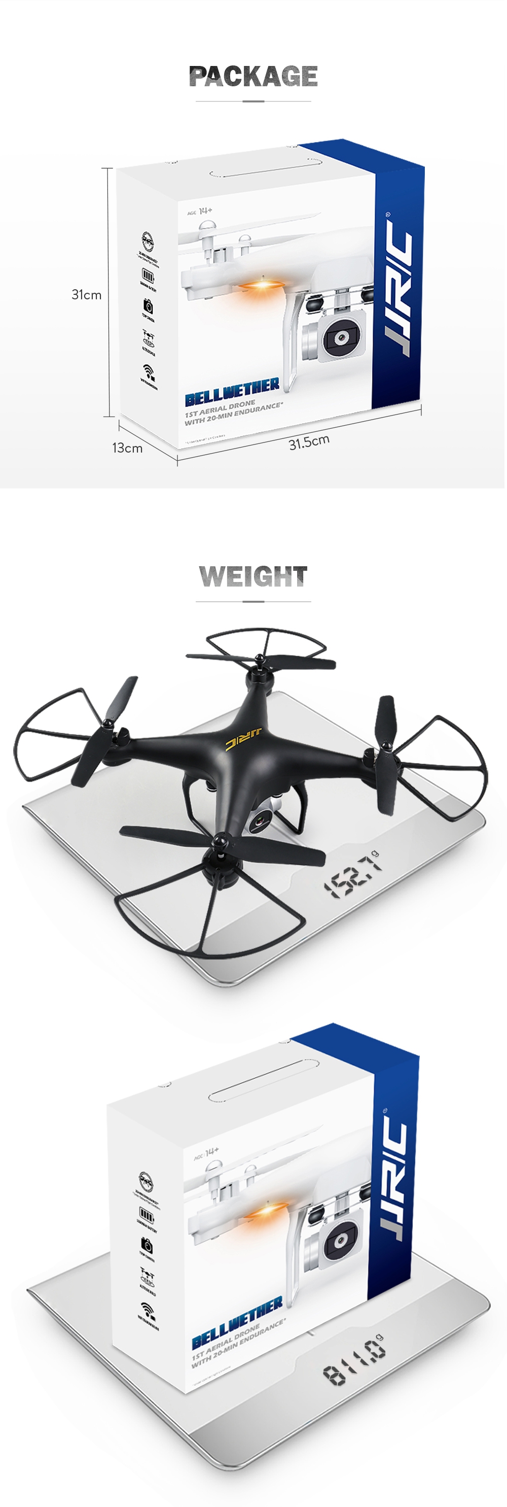 JJRC H68 Bellwether WiFi FPV with 2MP 720P HD Camera 20mins Flight Time RC Drone Quadcopter RTF - Photo: 8