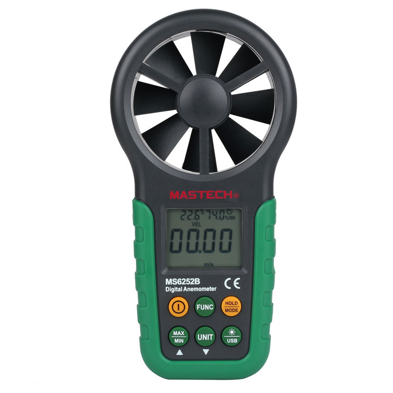 

MASTECH MS6252B цифровой анемометр ветра объем воздуха измеритель скорости тестер температуры влажности окружающей среды с интерфейсом USB
