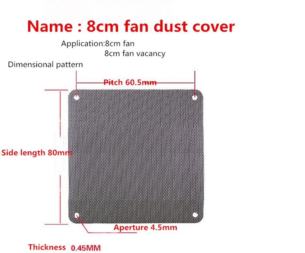 Computer Chassis Fan Dustproof Net Cover PVC 8cm 9cm 12cm 14cm DIY Accessories Dust Filter 4
