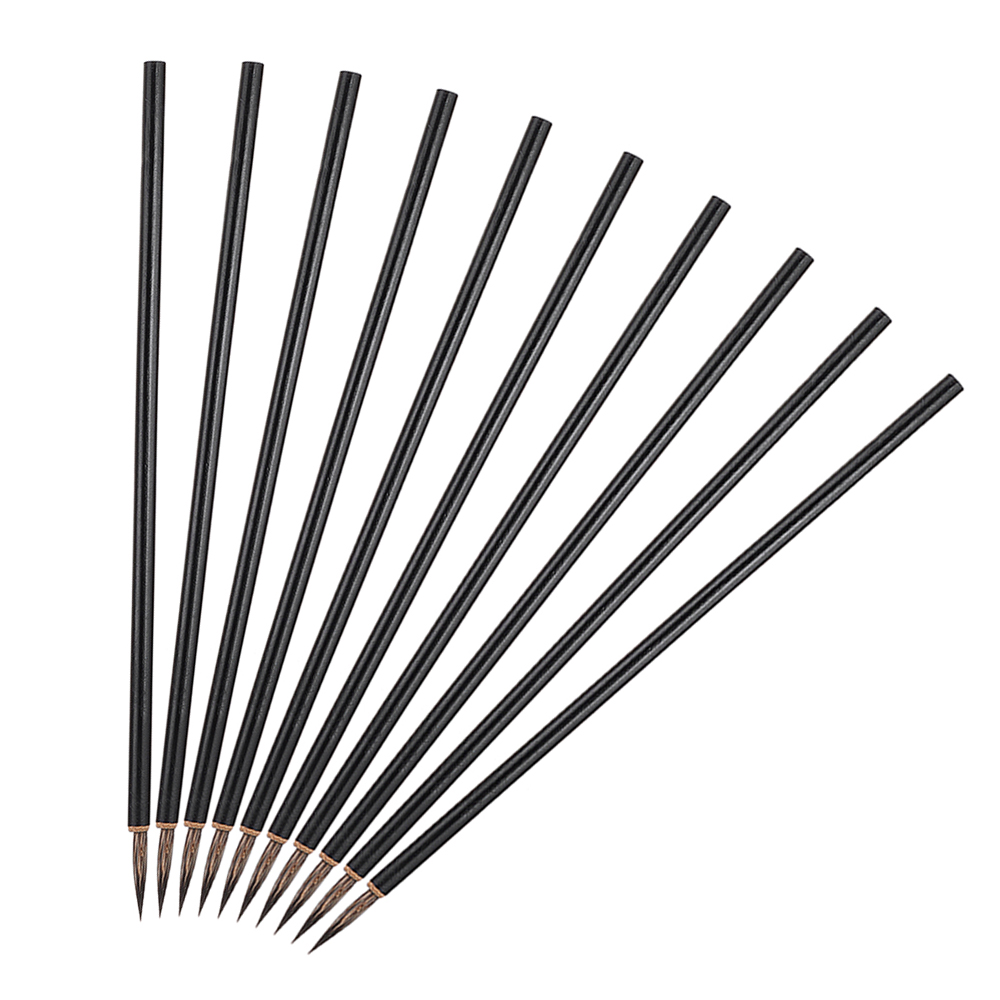 10PCS Rat Beard Oil Paint Brush Wood Handel Different Size Hook Line Pen For Acrylic Painting Art
