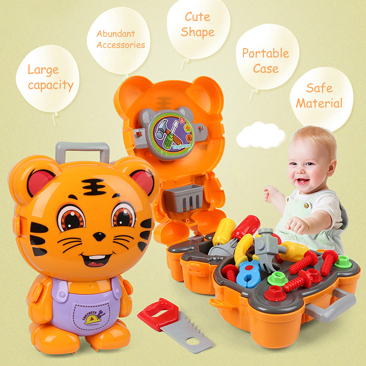 Simulation Kids Kitchen Cooking Tools Doctor's Makeup Playing Education Pretend Toy Set with Carrying Backpack
