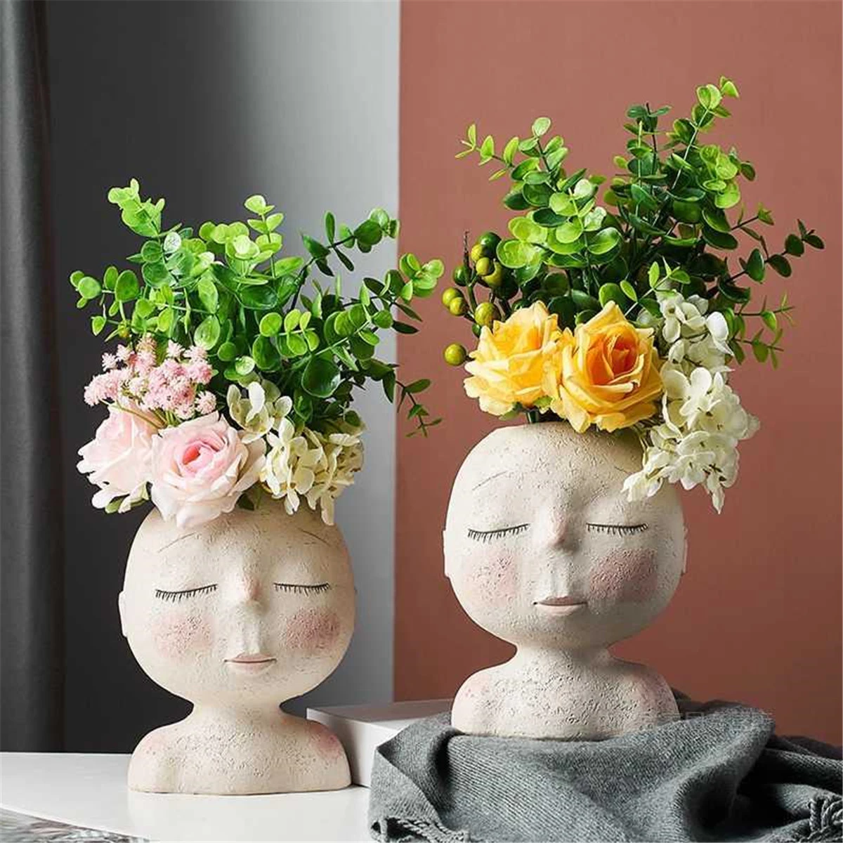 Saldi Scultura di vaso a forma di bambola nordica, arte di vaso a forma di  testa di fioriera per decorazione della casa con succulente - Banggood  Italia Mobile-arrival notice