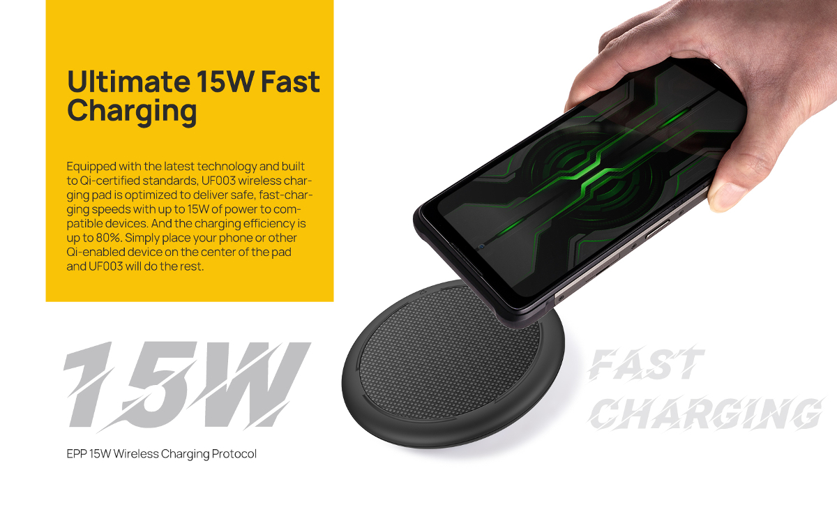 Ulefone UF003 EPP 15W Fast Charging Qi Wireless Desktop Charger Pad For Smartphone