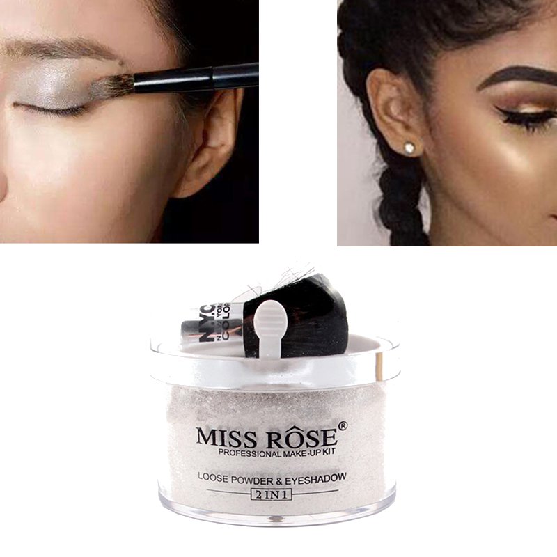 MISS ROSE 2 in 1 Highlighter Contour Make Up Eye Loose Powder Glitter Gold Eyeshadow Makeup Palette