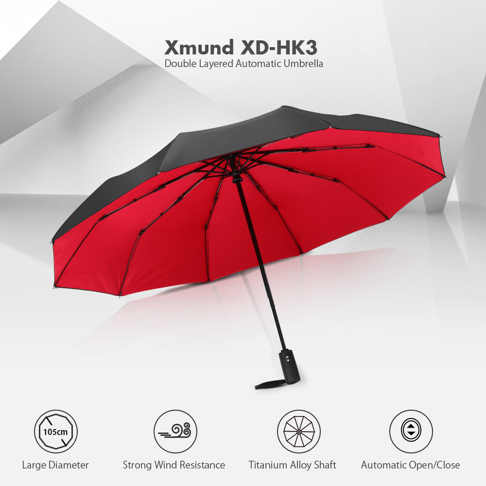 Xmund XD-HK3 Single/Double Layer Umbrella UPF50+ 2-3 People Portable Automatic Umbrella Camping Three Folding Sunshade 17