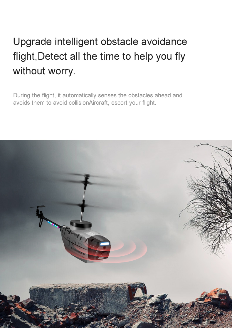 KY202 Black Bee 4CH 6-Axis 4K Dual Camera Air Gesture Obstacle Avoidance Intelligent Hover RC Helicopter RTF