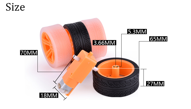 3-6v TT Motor + Rubber Wheel Blue/Orange Color DIY Kit For Arduino Smart Chassis Car Accessories 13