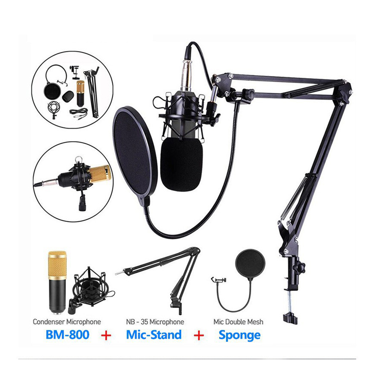 BM800 Condenser Microphone V8 Sound Card Kit Muti-functional bluetooth Sound Card for Studio Mobile Phone PC Laptop Recording Live Broadcast