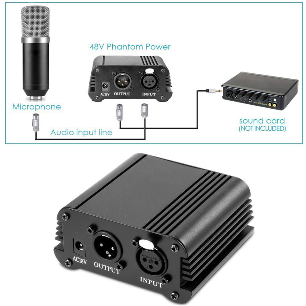 GAM-800 Green Audio Condenser Microphone Kit for Karaoke Living Recoarding with Phantom Power