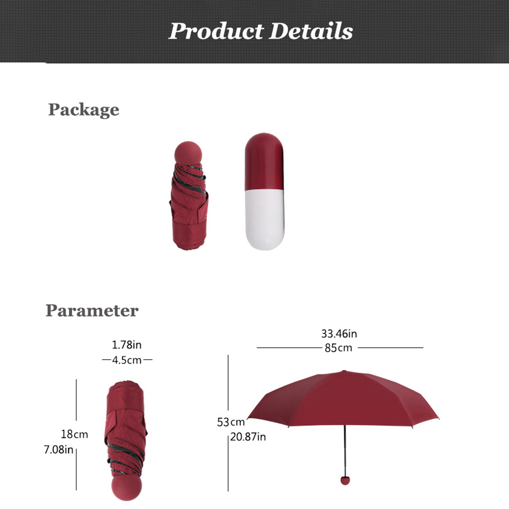 Honana HN-KU4 Compact Mini Pocket Capsule Umbrella Light Weight Tiny Waterproof UV Rain Umbrellas