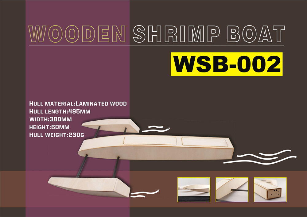B061 B068 DIY RC Speed Boat Kit Wooden Sponson Outrigger Shrimp Model