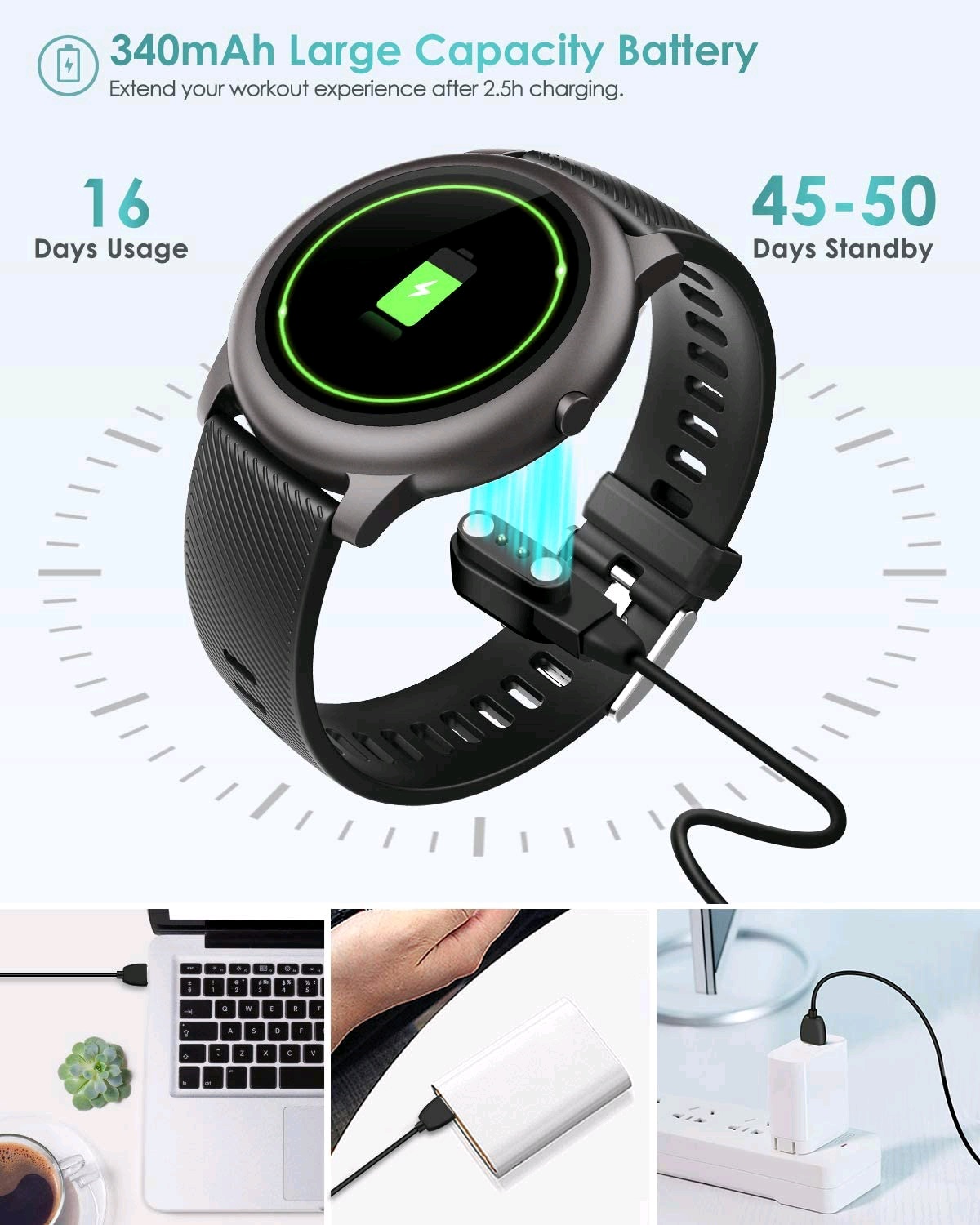 ELEGIANT C530 1.3 inch Full Touch Screen Heart Rate Sleep Monitor 50 Days Standby Customize Watch Faces IP68 Waterproof Smart Watch