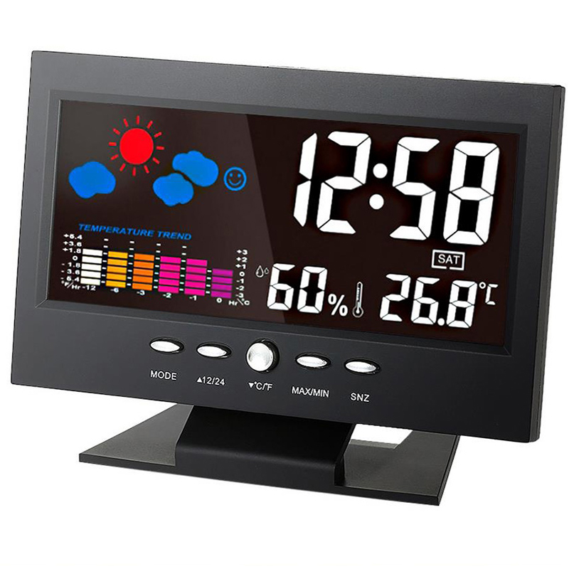 

Digital Temperature Humidity Meter Thermometer Hygrometer Clock with Calendar Weather Forecast