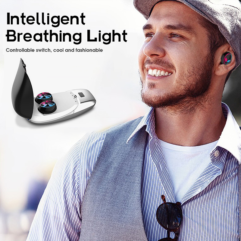 TWS Breathing Light Bluetooth 5.0 Wireless Earbuds HIFI Bass Smart Control Noise Cancelling Earphone 46