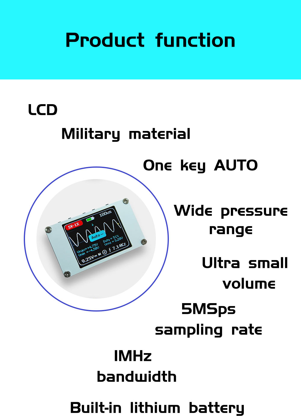 DANIU DSO188 Pocket Digital Ultra-small Oscilloscope 1M Bandwidth 5M Sample Rate Handheld Oscilloscope Kit 147