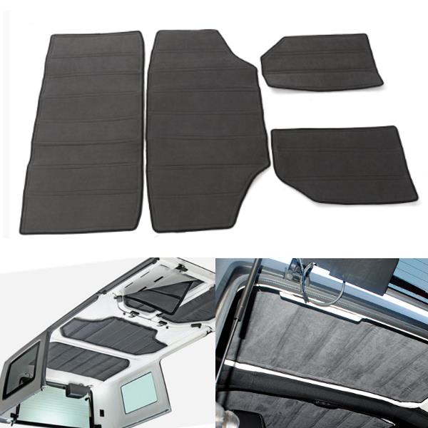 4pcs Gray Hardtop Sound Deadener Heat Shield & Insulation Kit For 11-16 Jeep Wrangler JK 4 Doors