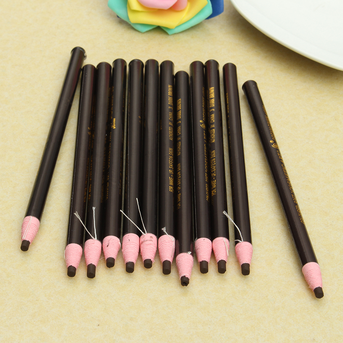 12pcs Eyebrow Pencil Eyeliner Set Waterproof Eye Makeup Pen Cosmetic 