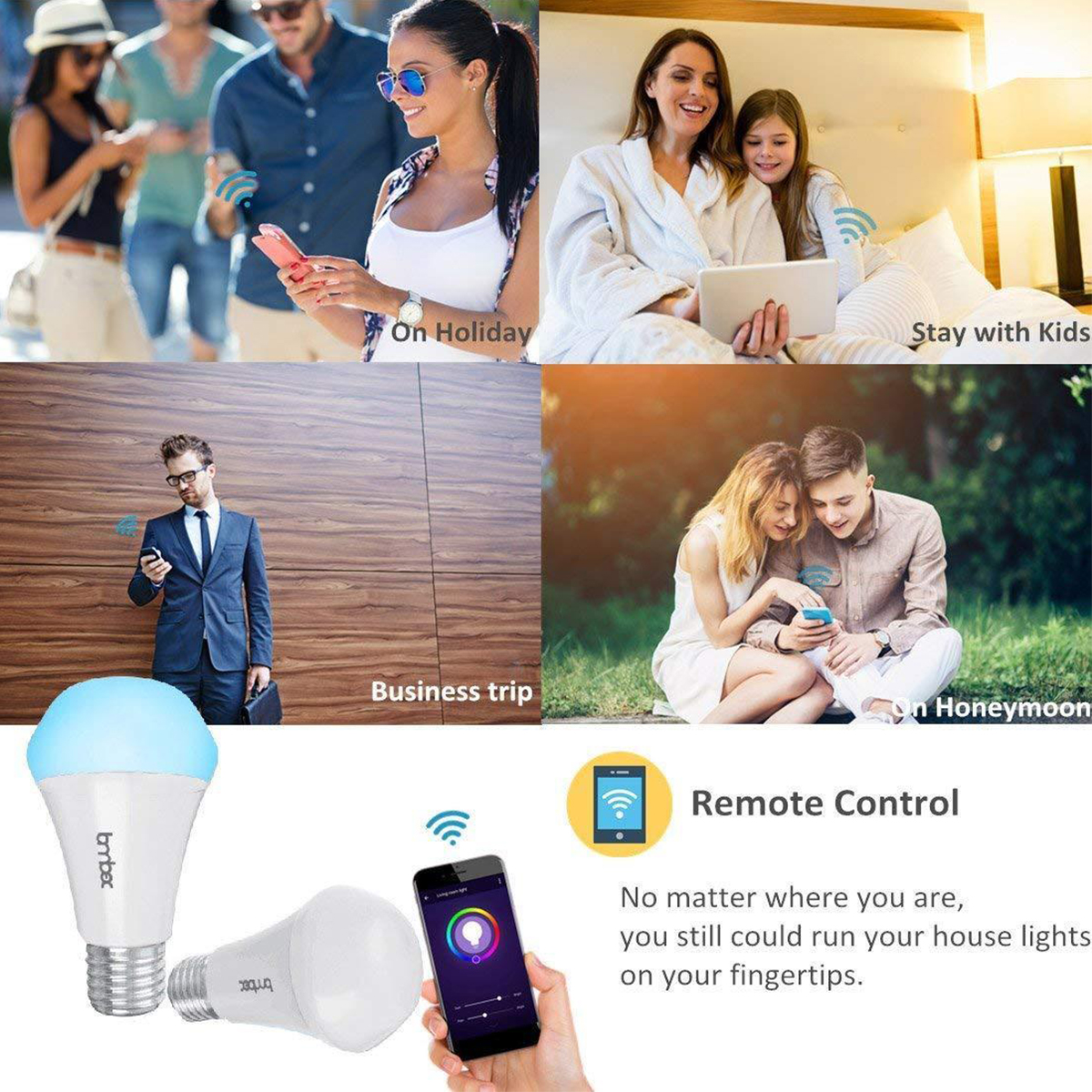 Lombex E27 10W RGBWW WIFI APP Voice Control Smart LED Light Bulb Work with Amazon Alexa AC110-255V
