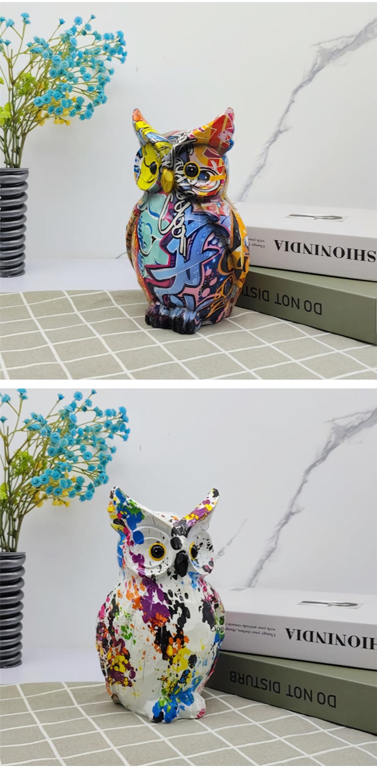 Colorful Owl Ornaments Creative Creative Art Animal Resin Crafts Home Office Desktop Decorations Accessories